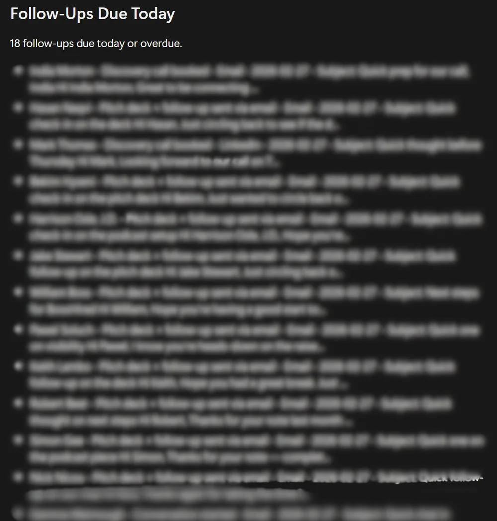 Redacted Marketing Evolve follow-up briefing with client details obscured